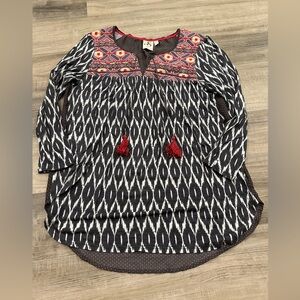 Anthropologie One September Palambo Tassel Ikat Blouse